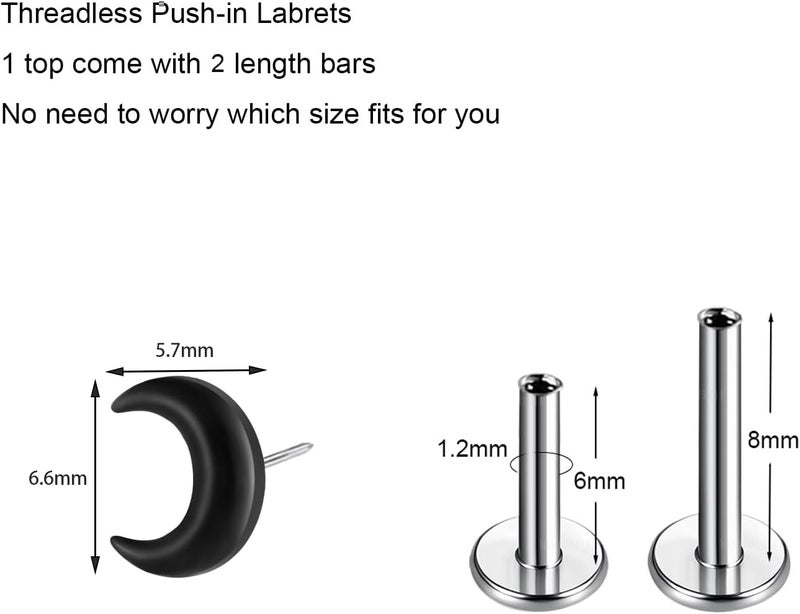 TOMIDES 1Pcs G23 Titanium Flat Back Earrings Studs 16g F136 Implant Grade Titanium Labrets Press Fit Threadless Push In Dainty Cartilage Helix Conch Lobe Lip Tragus Piercing Jewelry - Image 2